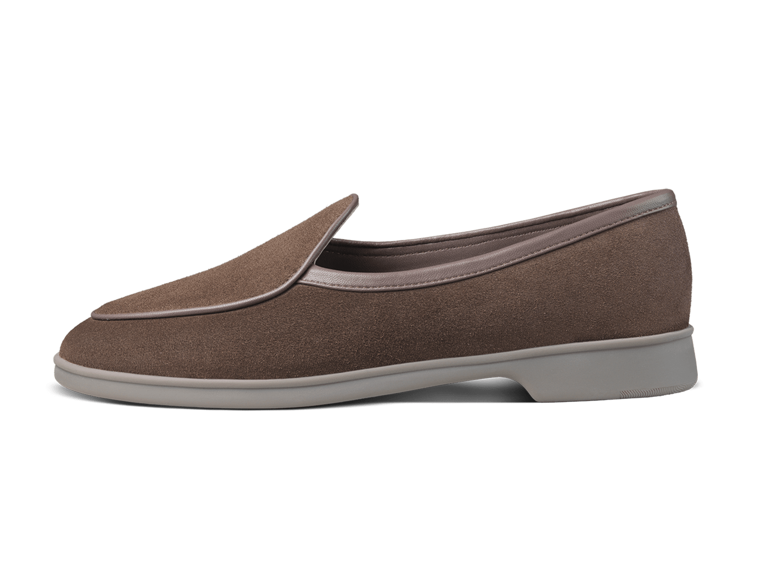 Stride Loafers in Deep Taupe Glove Suede Grey Sole