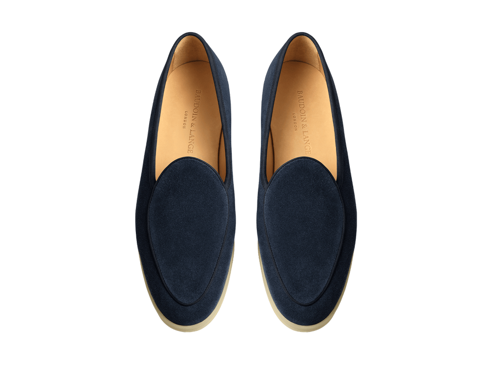 Stride Loafers in Midnight Navy Glove Suede Natural Sole