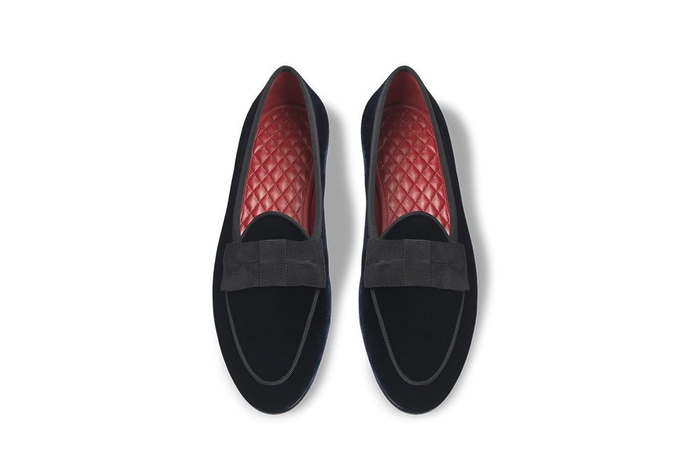 Sagan Opera Bow in Midnight Navy Velvet and Gros Grain