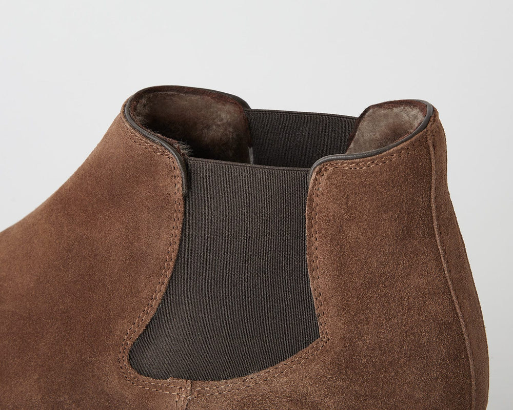 Rover Boots in Deep Taupe Glove Suede with Shearling Lining