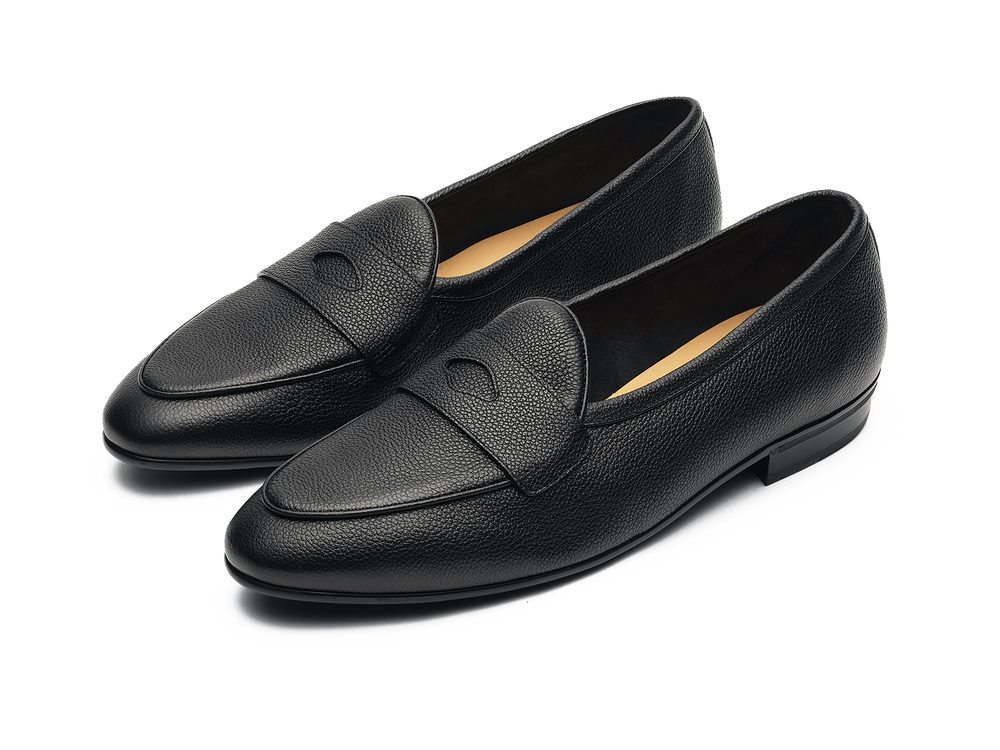 Sagan Rubber Ginkgo Loafers in Black Lunar Grain Calf