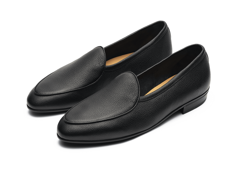 Sagan Rubber Loafers in Black Lunar Grain Calf