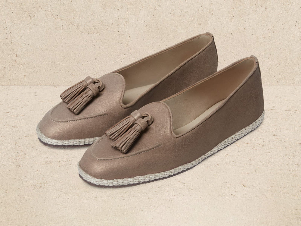 Calvi Tassel Espadrilles in Golden Sand Luxe Suede