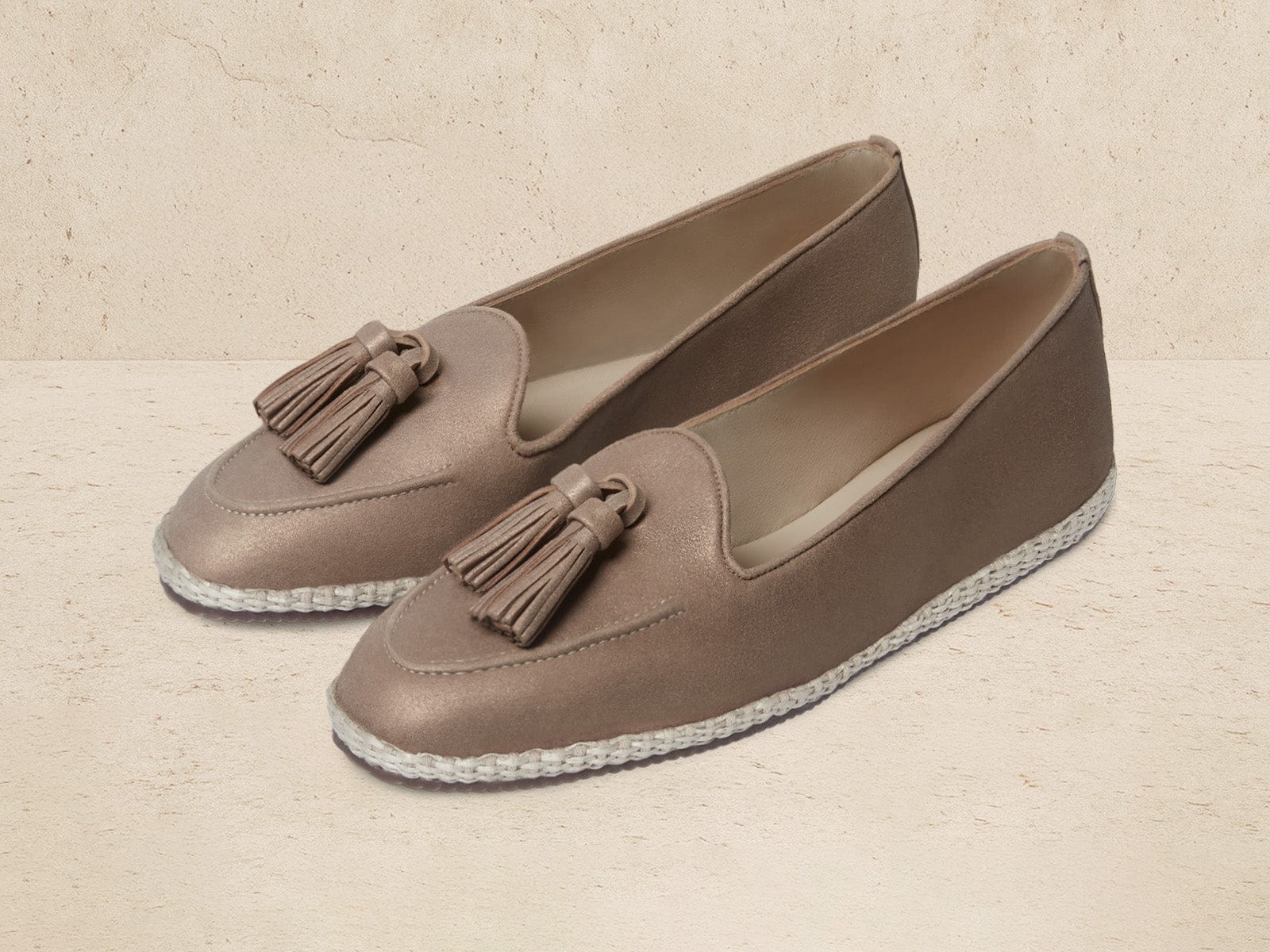 Calvi Tassel Espadrilles in Golden Sand Luxe Suede
