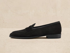 Grand Fenelon Penny Loafers in Black Noble Suede