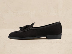 Grand Seine Tassel Loafers in Black Noble Suede