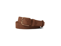 Sagan Belt Gold Buckle in Sandy Grey Nubuck