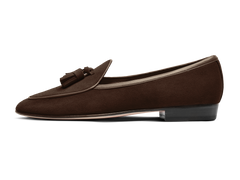 Sagan Classic Tassel Loafers in Lusitanias Dark Brown Asteria Suede