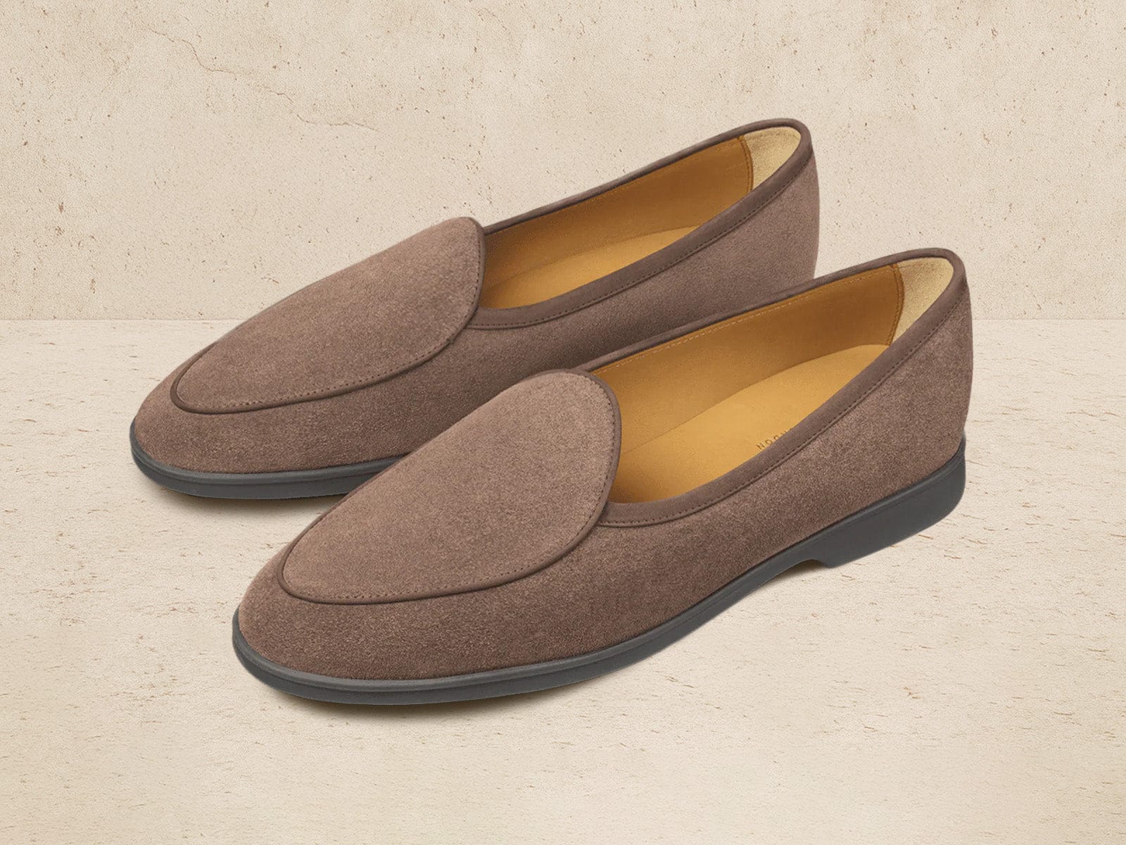 Stride Loafers in Deep Taupe Glove Suede Dark Sole