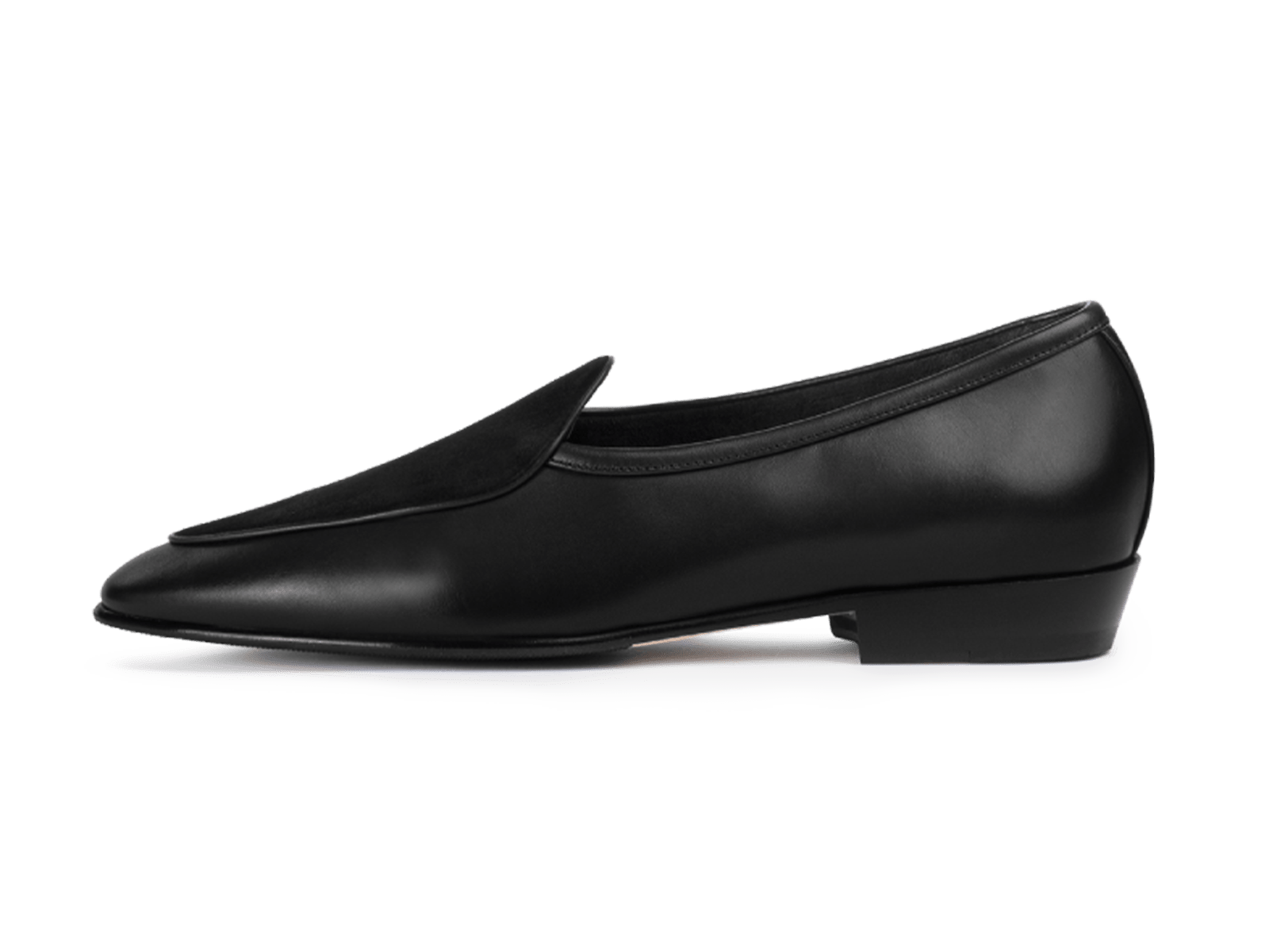 Sagan Classic Loafers in Black Drape Calf and Obsidian Black Suede with Rubber Grip