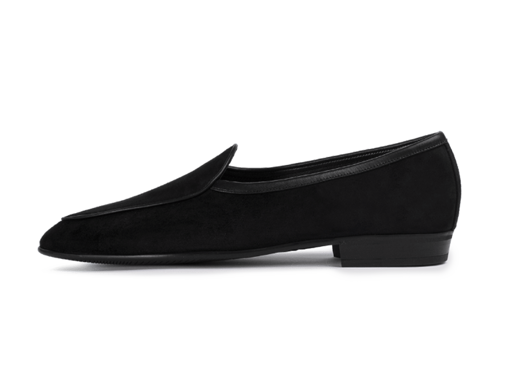 Sagan Classic Loafers in Obsidian Black Asteria Suede with Rubber Sole