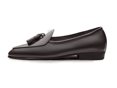 Sagan Rubber Tassel Loafers in Dark Brown Drape Calf