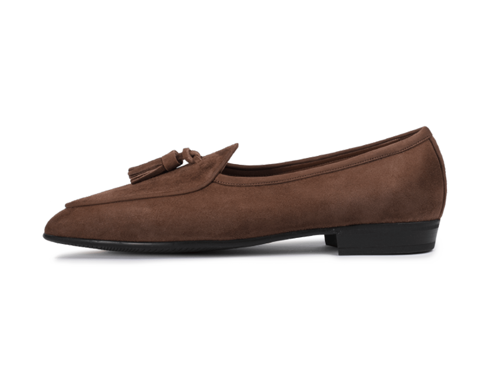 Sagan Classic Tassel Loafers in Deep Taupe Asteria Suede with Rubber Sole