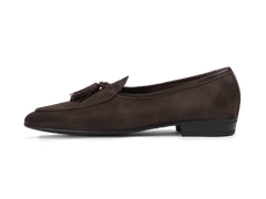 Sagan Rubber Tassel Loafers in Lusitanias Dark Brown Asteria Suede