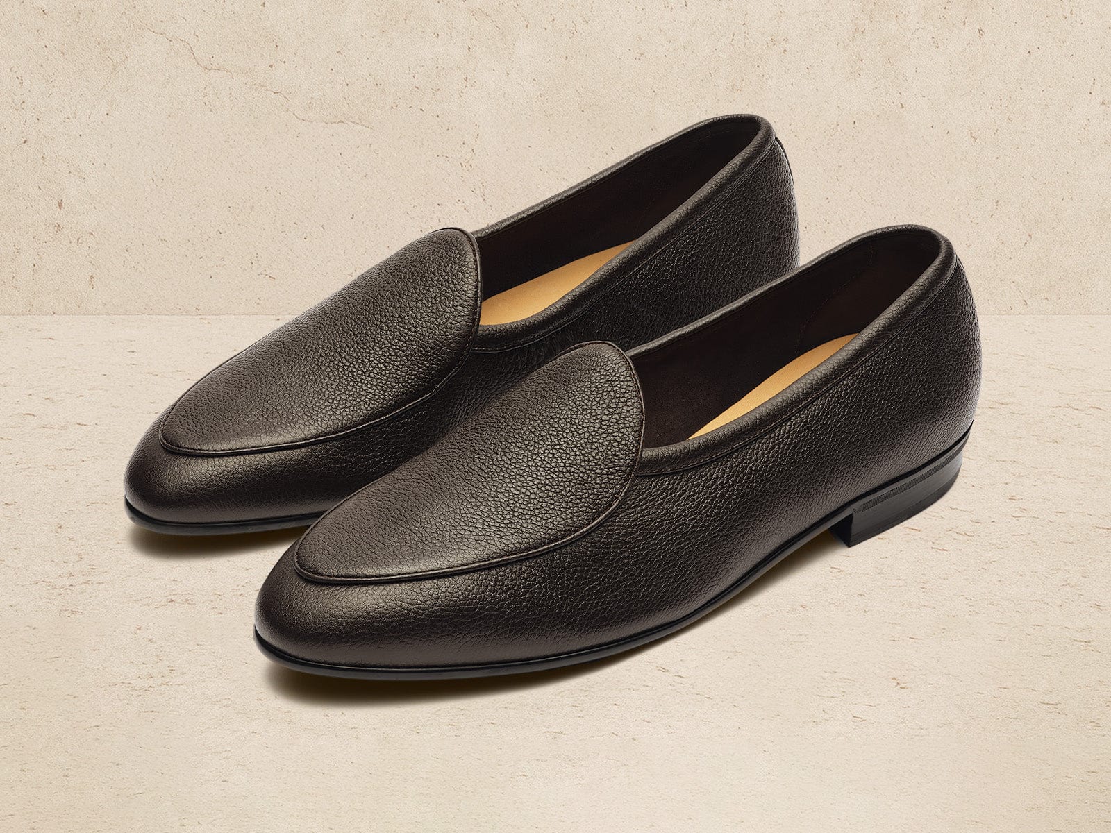 Sagan Rubber Loafers in Dark Brown Lunar Grain Calf with Rubber Sole