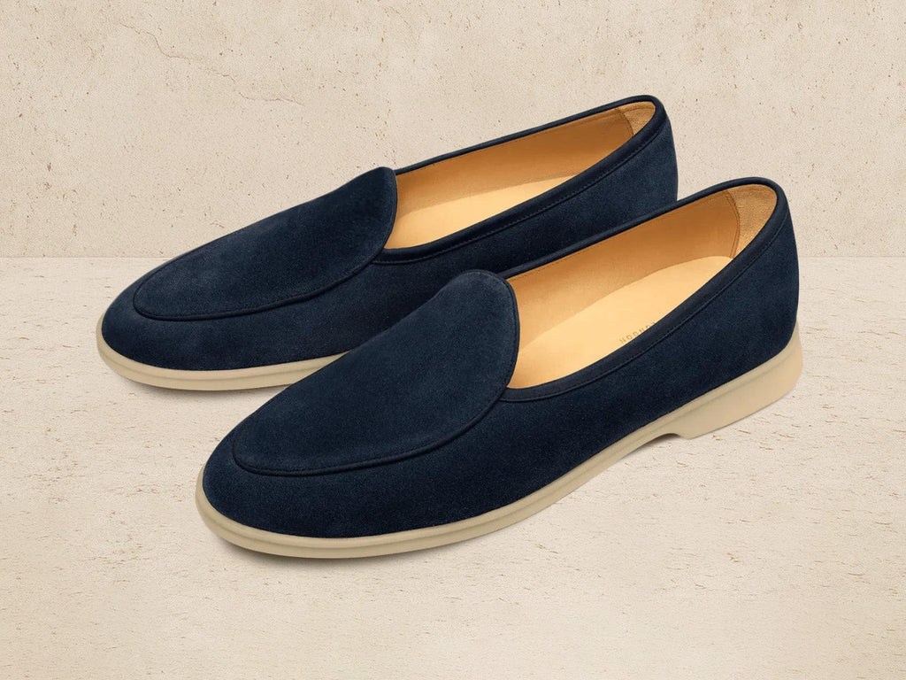 Stride Loafers in Midnight Navy Glove Suede Natural Sole