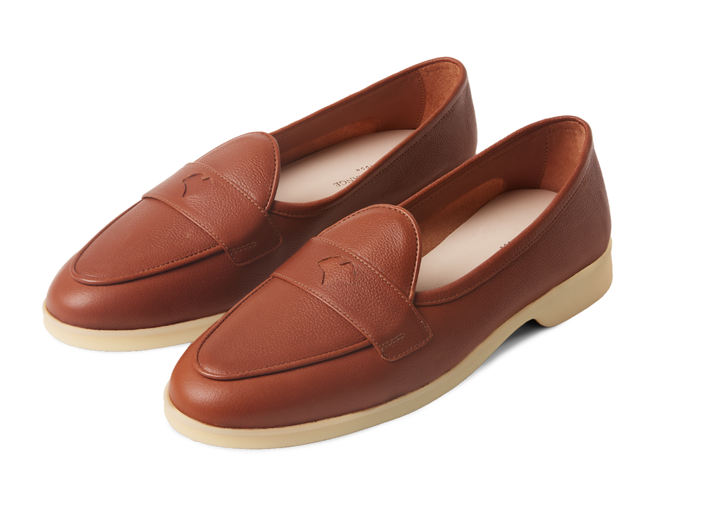 Stride Penny Loafers in Tan Moorland Calf with Natural Sole