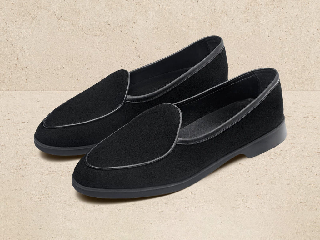 Stride Loafers in Black Glove Suede Dark Sole