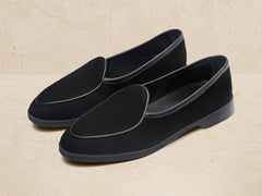 Stride Loafers in Black Glove Suede Dark Sole