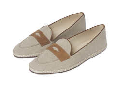 Banus Ginkgo Loafers in Flax Linen and Vachette Luxe Suede