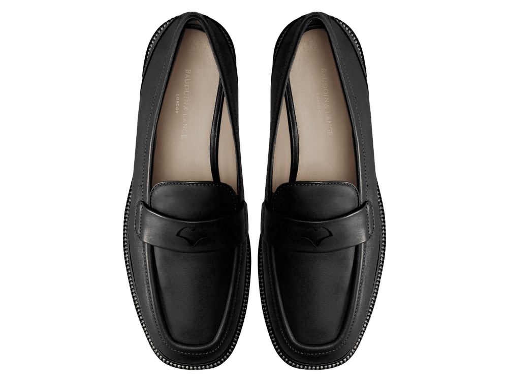 Charlotte Penny Loafers in Black Nappa