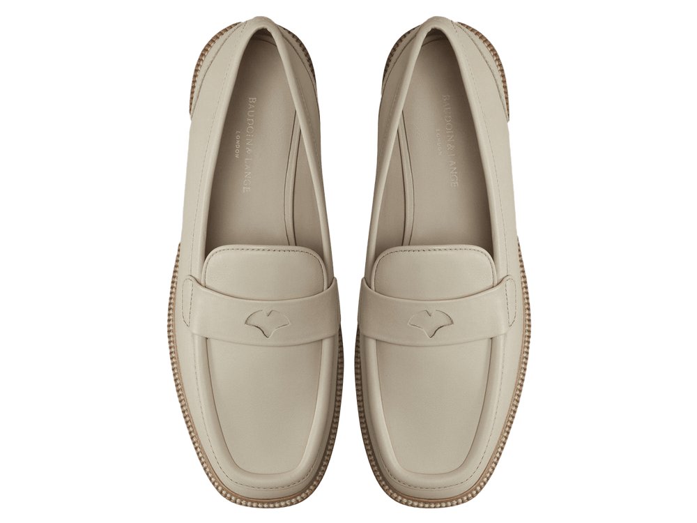 Charlotte Penny Loafers in Latte Matt Calfskin