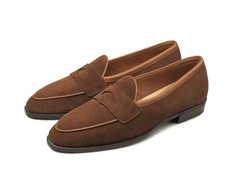 Grand Fenelon Penny Loafers in Tan Noble Suede