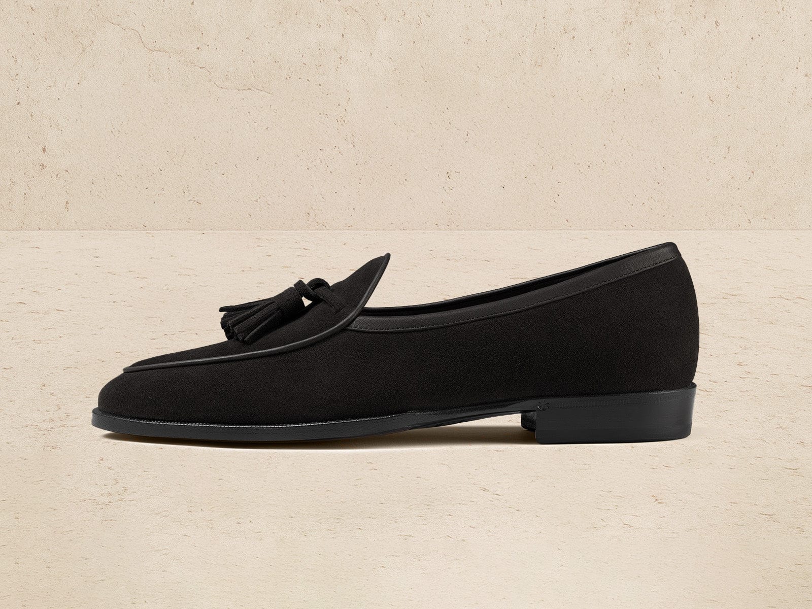 Grand Seine Tassel Loafers in Black Noble Suede