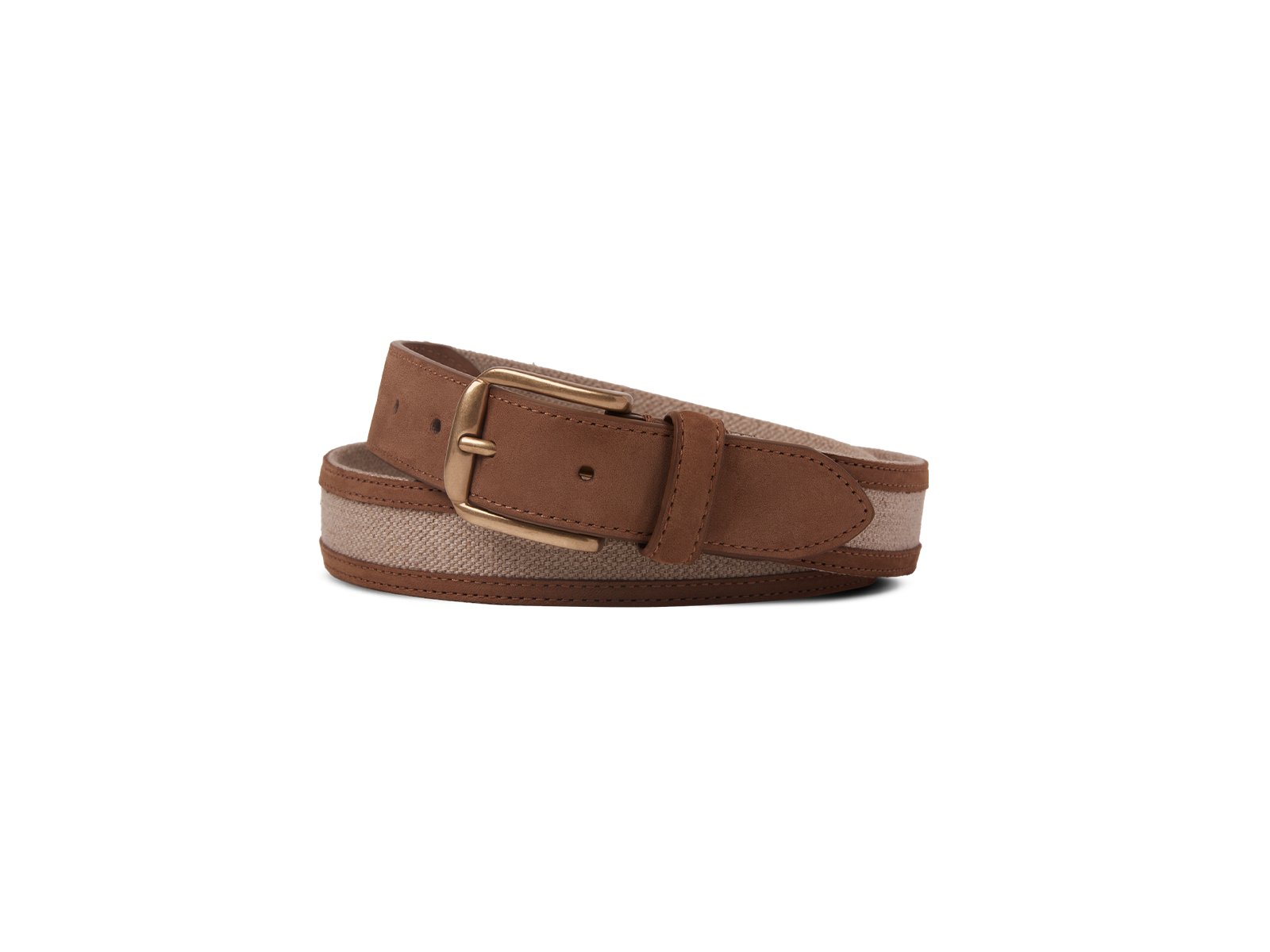 Sagan Belt Buckle in Flax Linen and Soft Nubuck