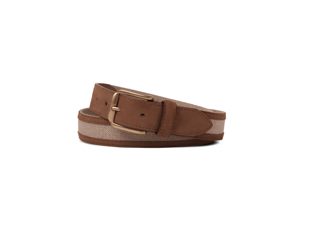 Sagan Belt Buckle in Flax Linen and Soft Nubuck