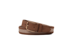 Sagan Belt Buckle in Flax Linen and Soft Nubuck