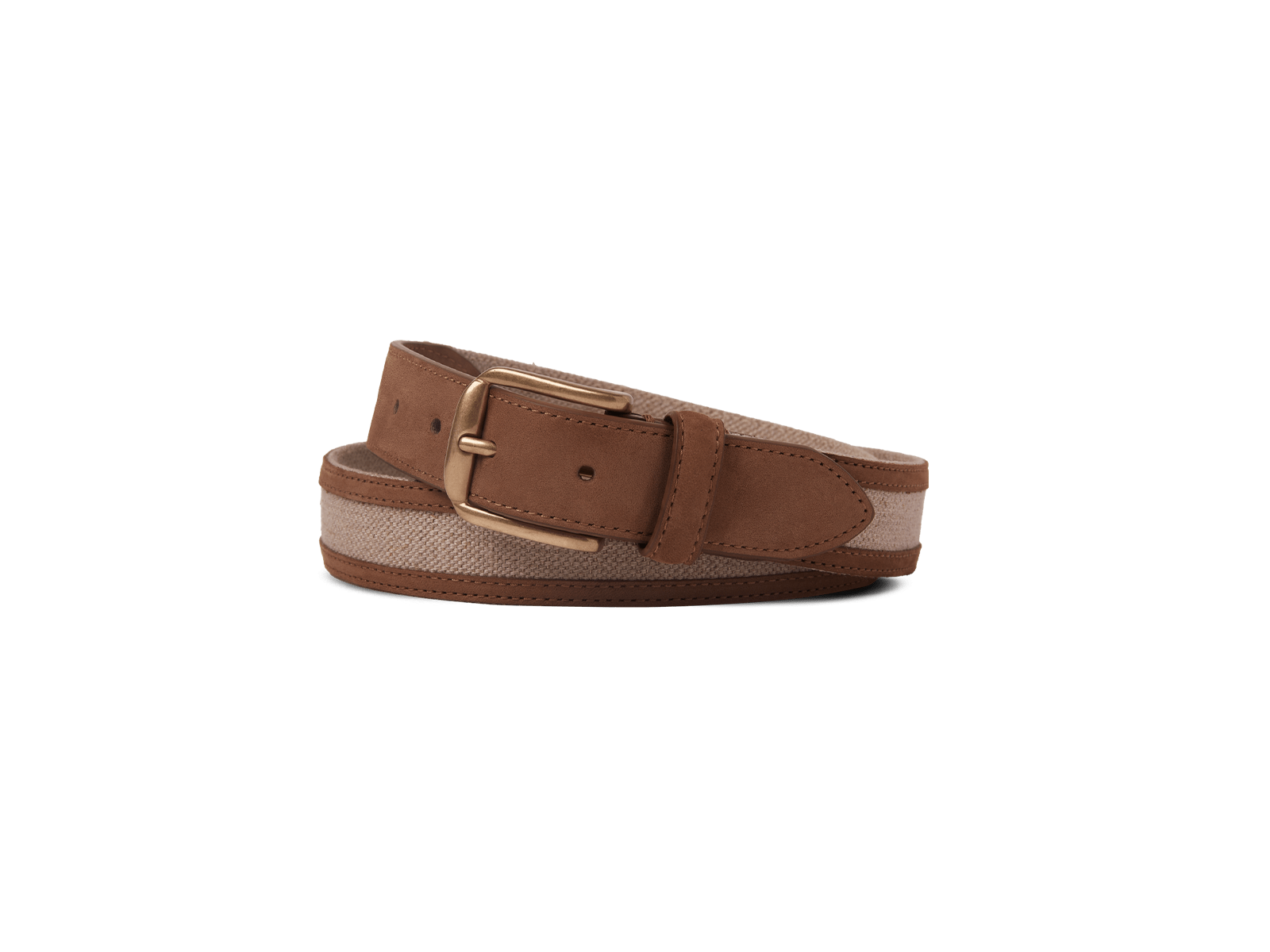 Sagan Belt Buckle in Flax Linen and Soft Nubuck