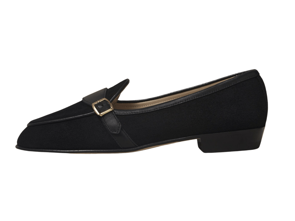 Sagan Buckle in Obsidian Black Asteria Suede