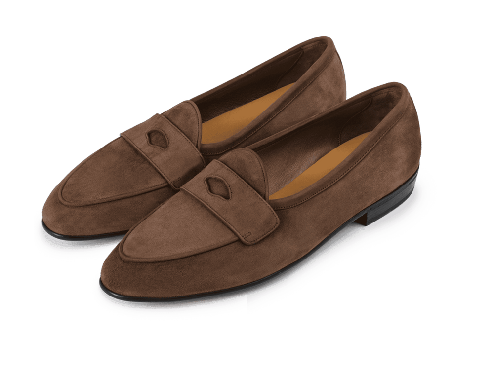 Sagan Classic Ginkgo Loafers in Deep Taupe Asteria Suede with Rubber Sole