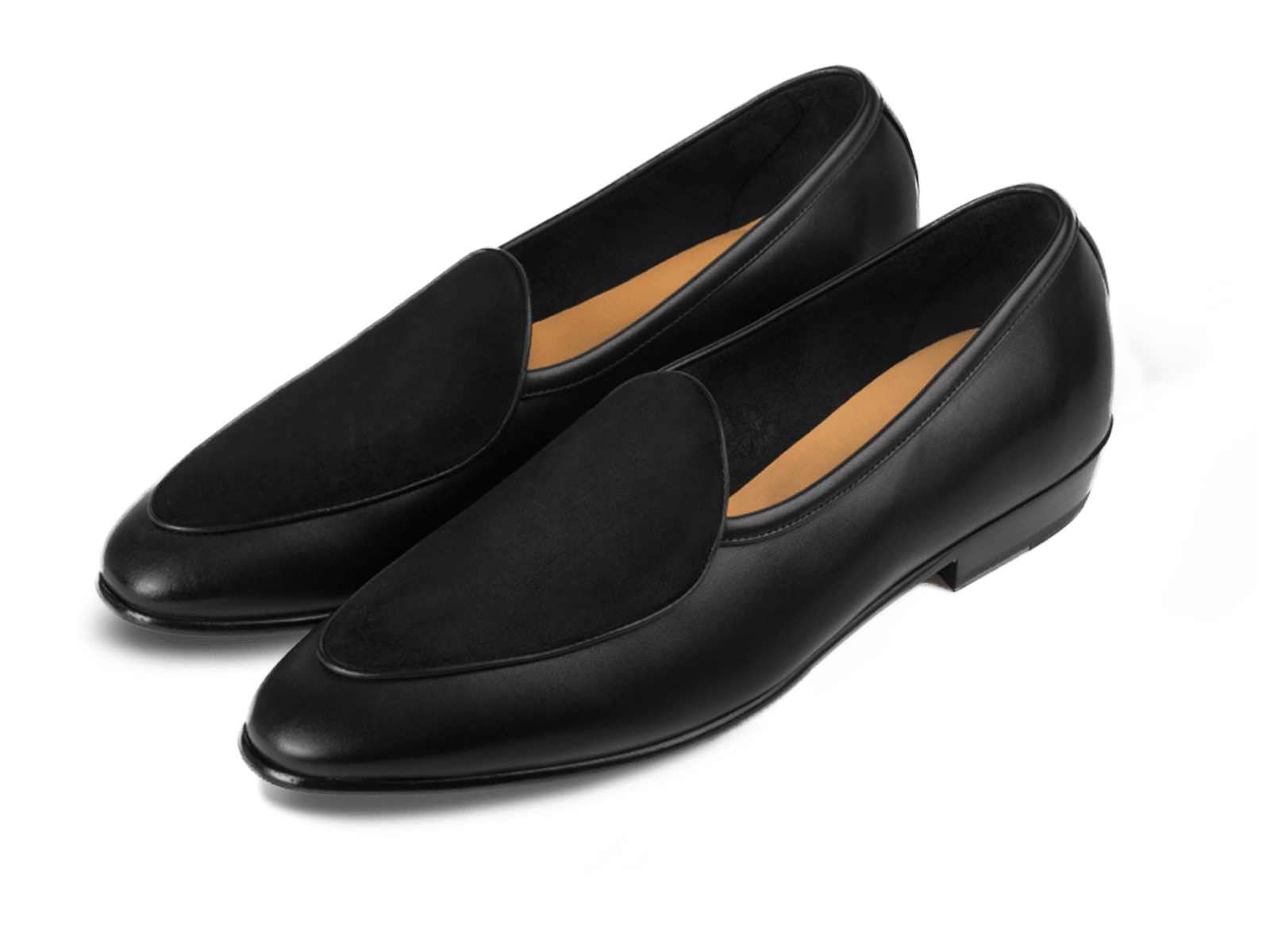 Sagan Classic Loafers in Black Drape Calf and Obsidian Black Suede with Rubber Grip