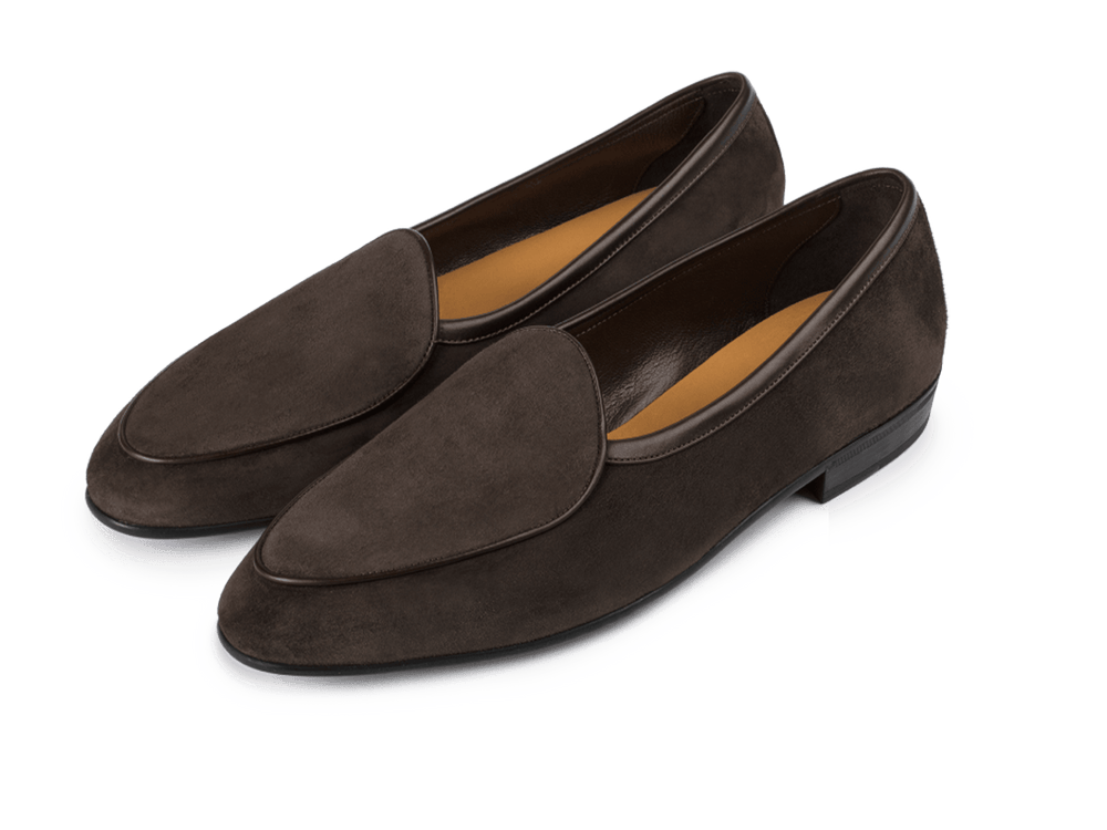 Sagan Classic Loafers in Lusitanias Dark Brown Asteria Suede with Rubber Sole