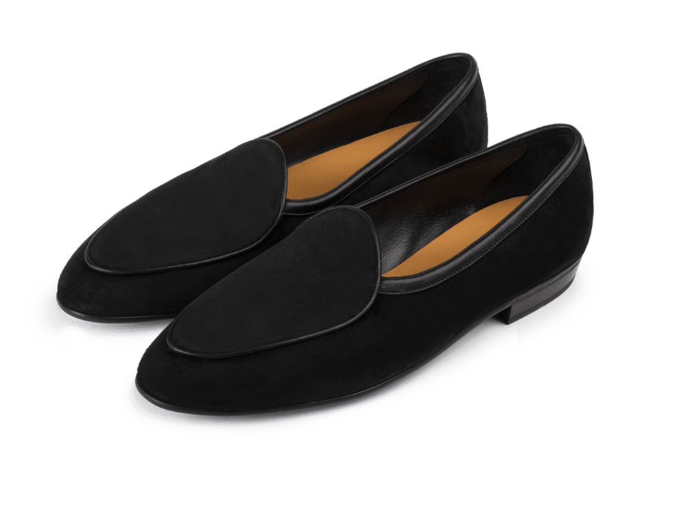 Sagan Classic Loafers in Obsidian Black Asteria Suede with Rubber Sole