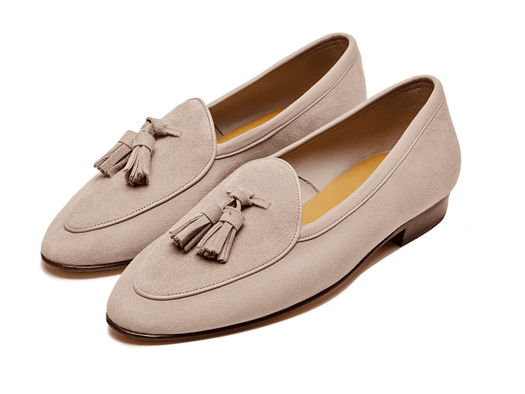 Sagan Classic Tassel Loafers in Albâtre Asteria Suede