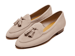 Sagan Classic Tassel Loafers in Albâtre Asteria Suede