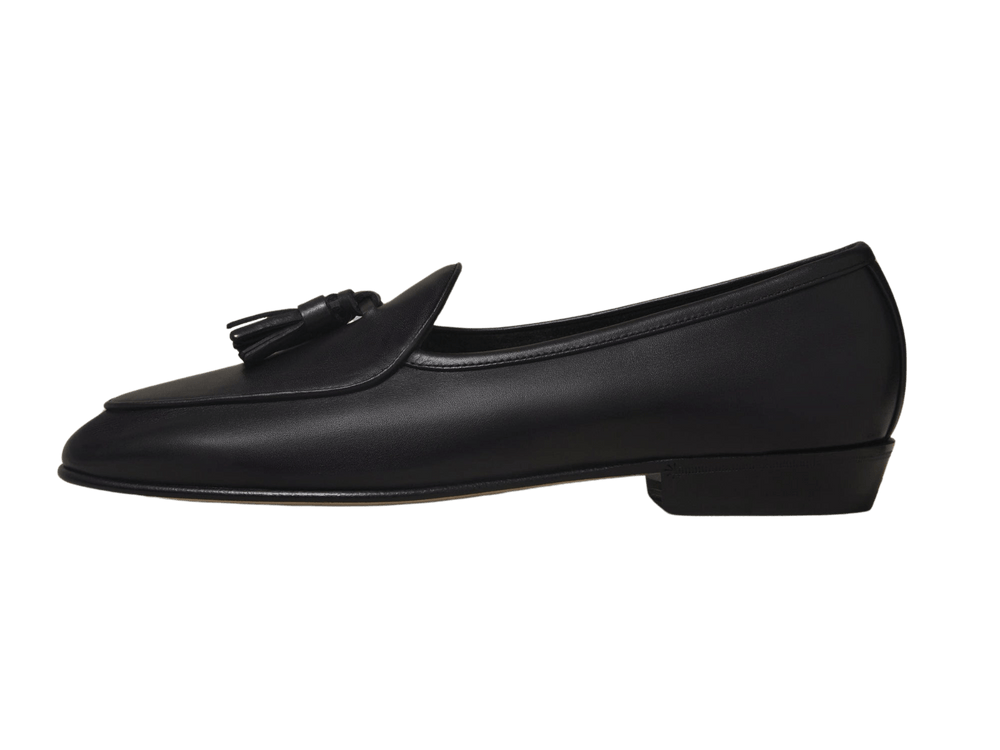 Sagan Classic Tassel Loafers in Black Drape Calf