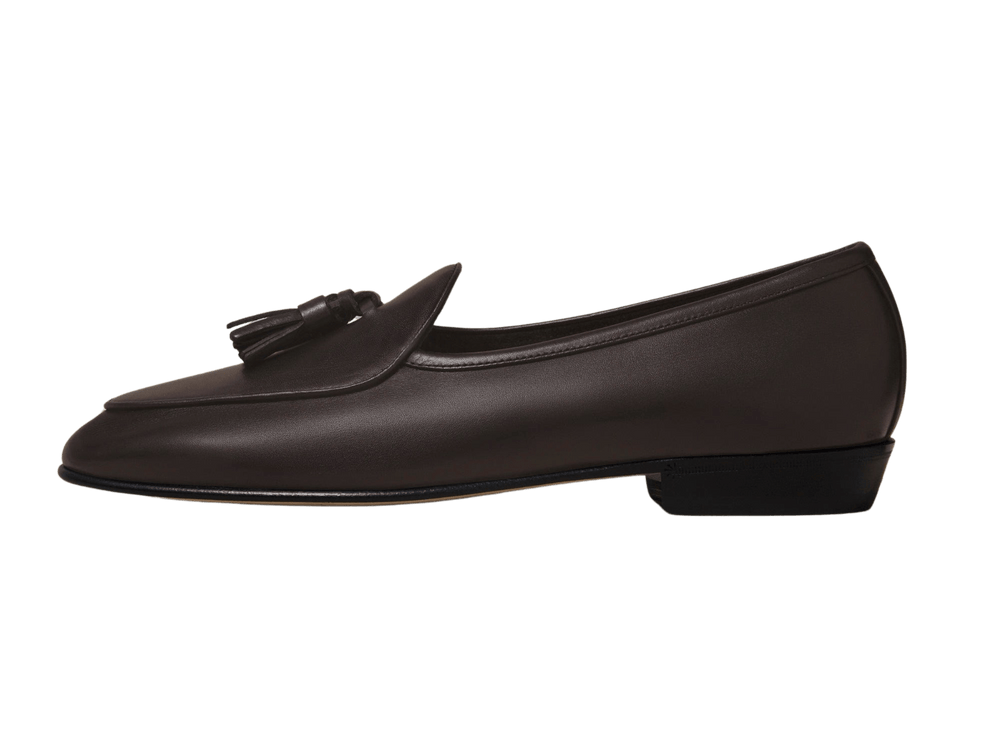 Sagan Classic Tassel Loafers in Dark Brown Drape Calf