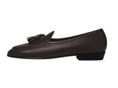 Sagan Classic Tassel Loafers in Dark Brown Drape Calf