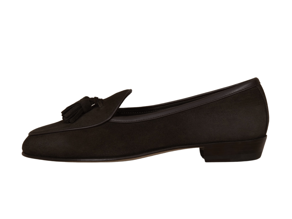 Sagan Classic Tassel Loafers in Lusitanias Dark Brown Asteria Suede