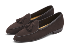 Sagan Classic Tassel Loafers in Lusitanias Dark Brown Asteria Suede