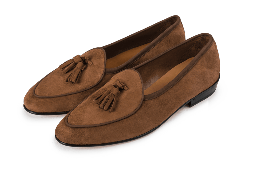 Sagan Classic Tassel Loafers in Moyen Brown Asteria Suede