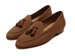 Sagan Classic Tassel Loafers in Moyen Brown Asteria Suede