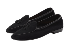 Sagan Classic Tassel Loafers in Obsidian Black Asteria Suede