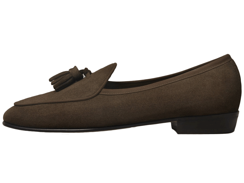 Sagan Classic Tassel Loafers in Olivine Green Asteria Suede