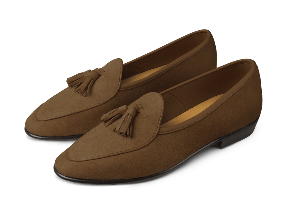 Sagan Classic Tassel Loafers in Tan Asteria Suede