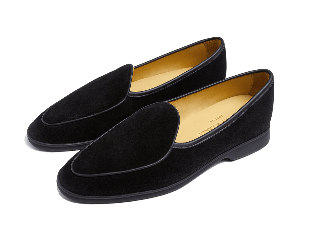 Stride Loafers in Black Glove Suede Dark Sole